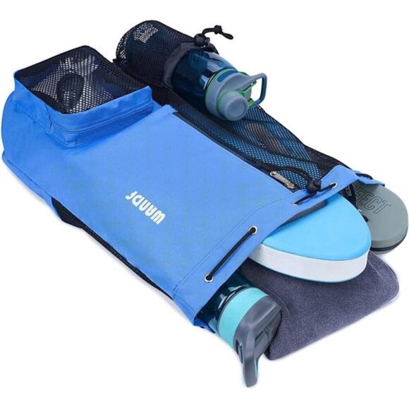 Swim Bag Mesh Drawstring Backpack with Wet Pocket for Swimming,Gym& Workout Gear - Picture 4 of 7